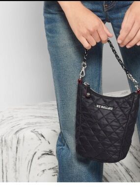 MZ Wallace  leather strap  in Black with Silver Hardware ( strap only ) NEW